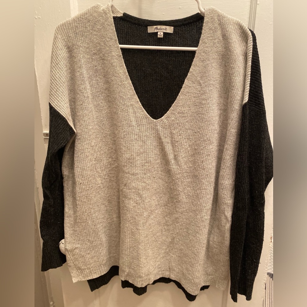 Two Toned V Neck Sweater